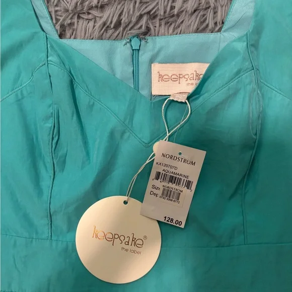 NWT Keepsake The Label Fit And Flare Side Cutout Dress Aquamarine Medium Flirty - Picture 10 of 12